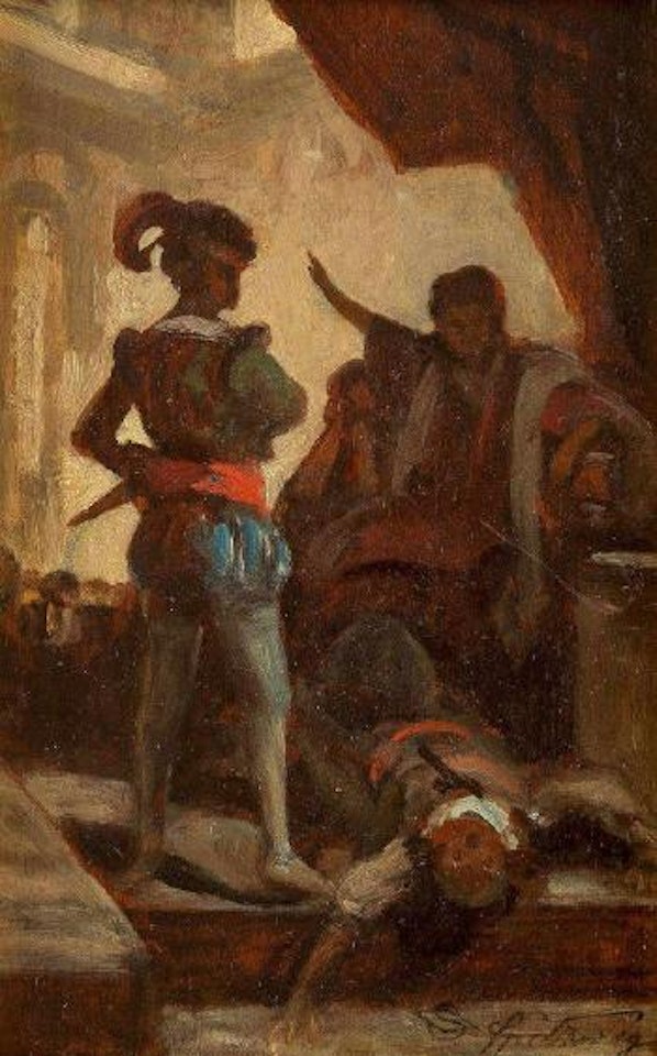 Tod des Verschwörers (Komödianten) by Carl Spitzweg