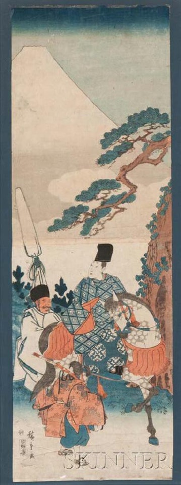 Ariwara no Narihira passing Mount Fuji on his journey
to the East by Utagawa Hiroshige