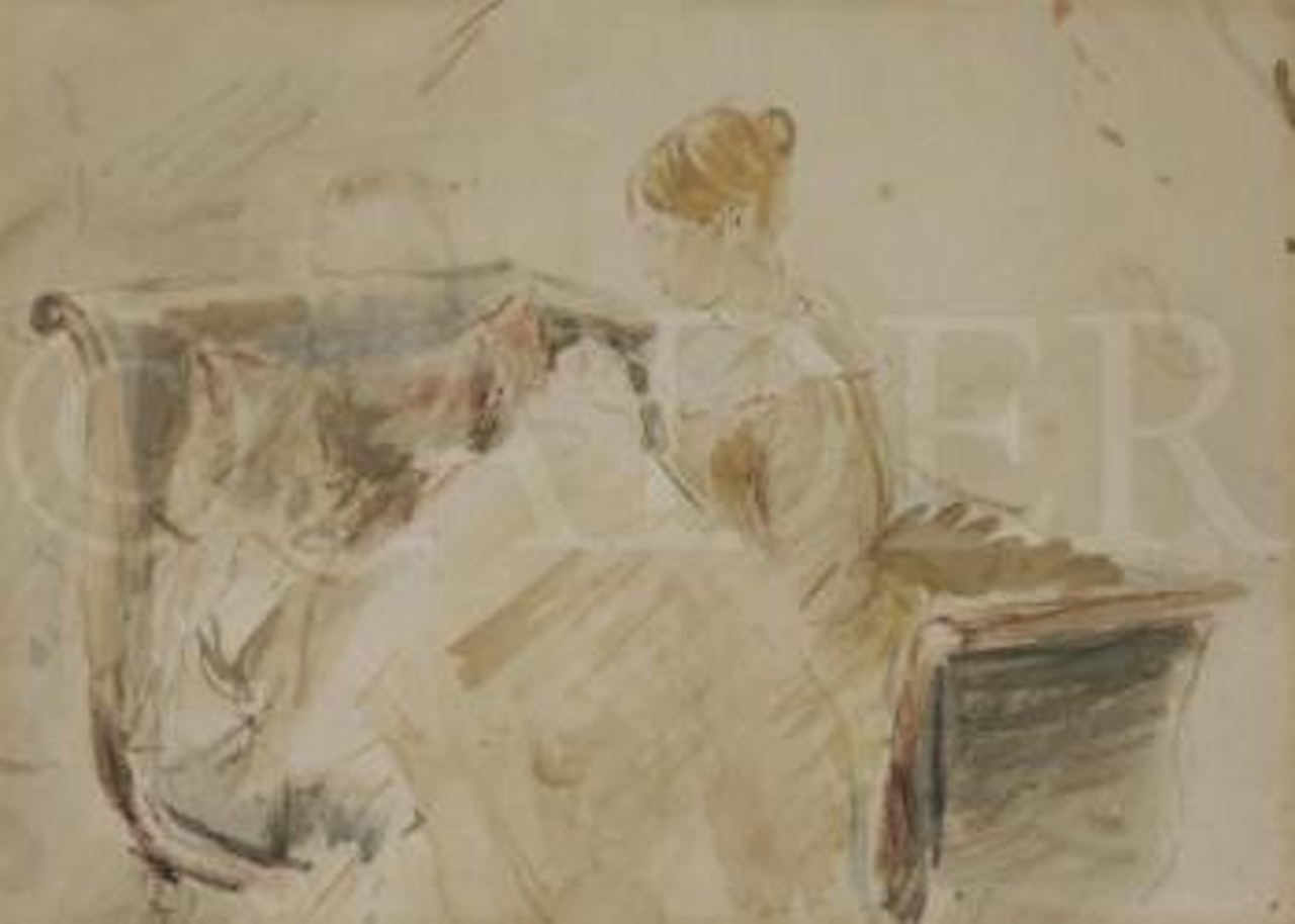 La Broderie by Berthe Morisot