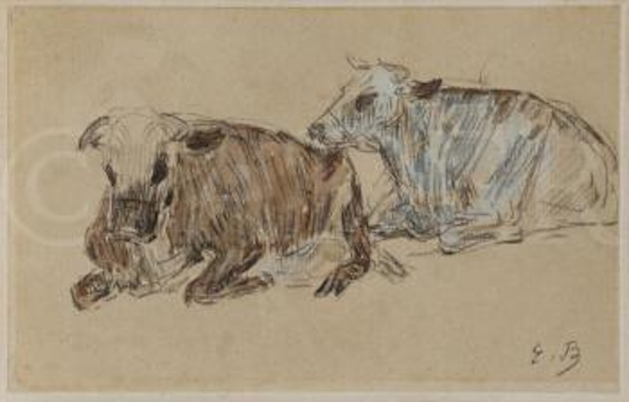 Deux vaches au repos by Eugène Boudin