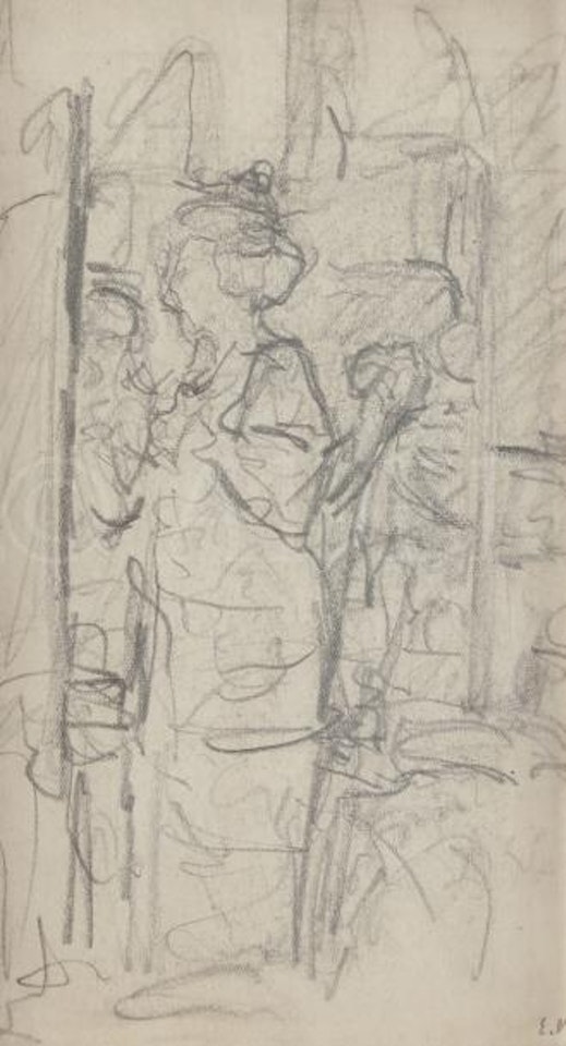 Femme en pied de profil au miroir by Édouard Vuillard