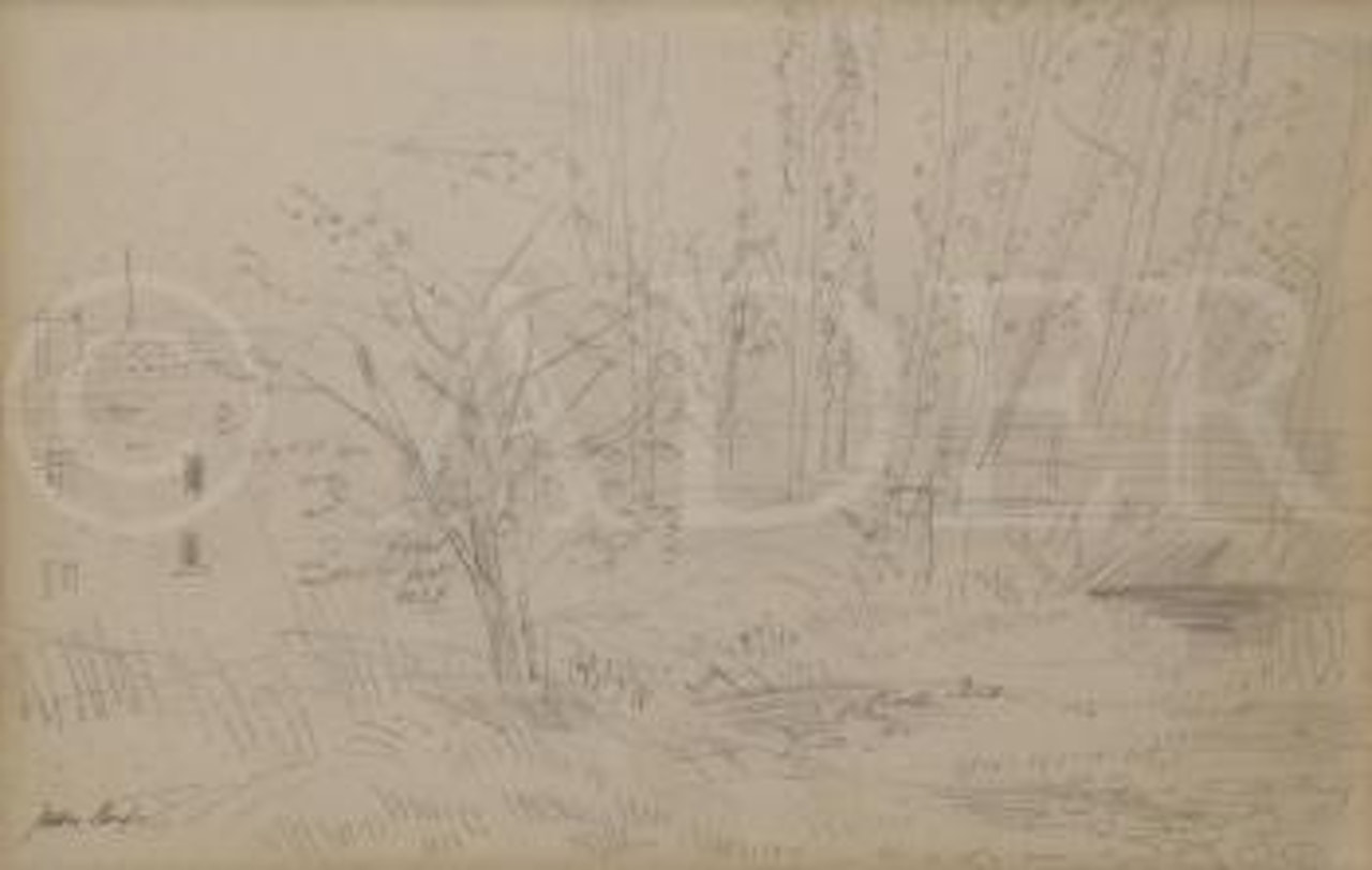 Ferme, pont et mare aux canards by Jean Dufy