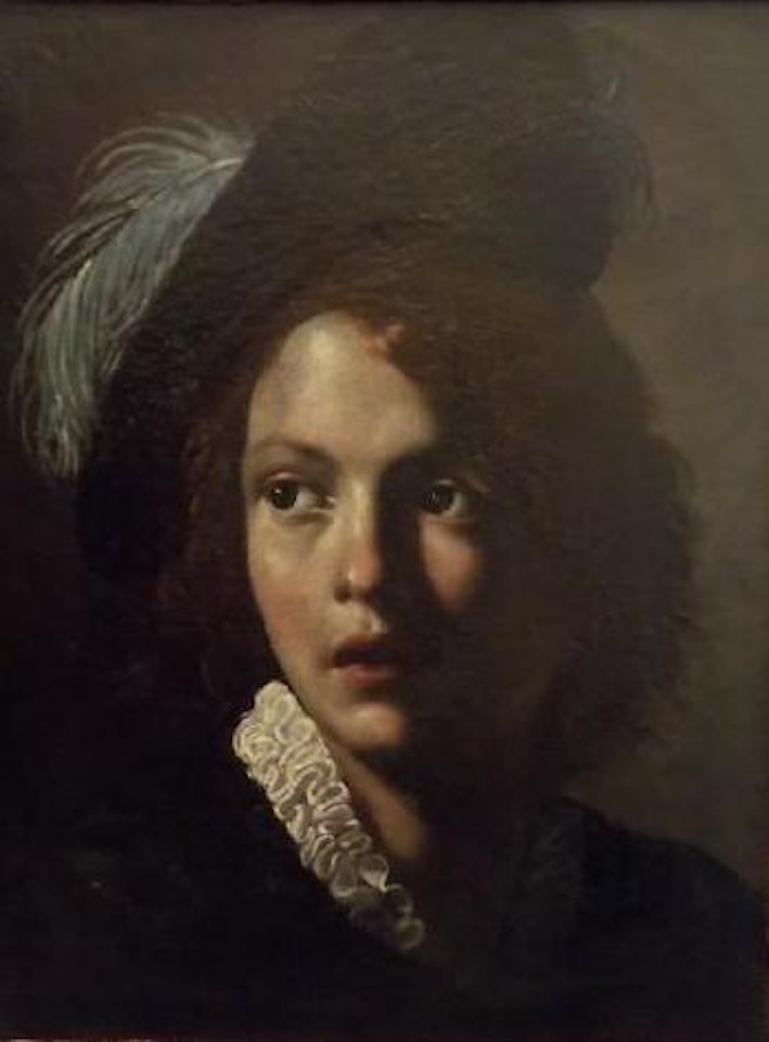 Tête de jeune homme à la plume d'autruche by Roman School
