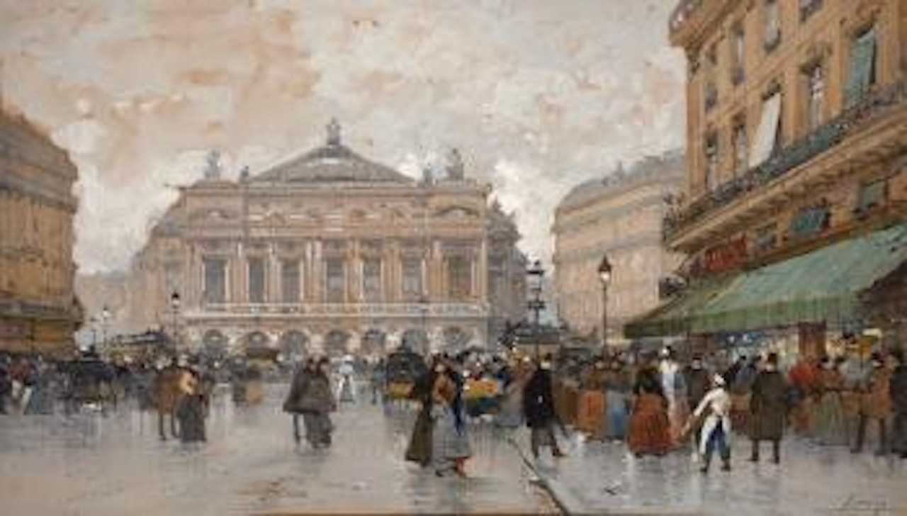 Place de l’Opéra, Paris by Eugene Galien-Laloue