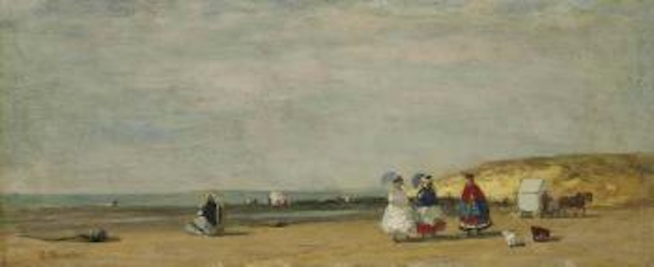 Personnages sur la plage de Trouville by Eugène Boudin