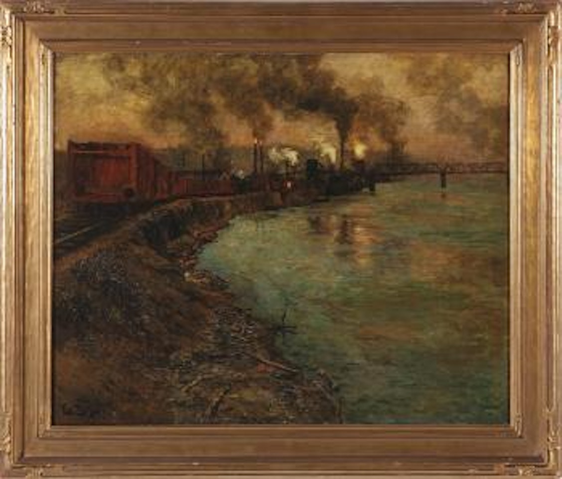 Freight train, dusk by Fritz Thaulow
