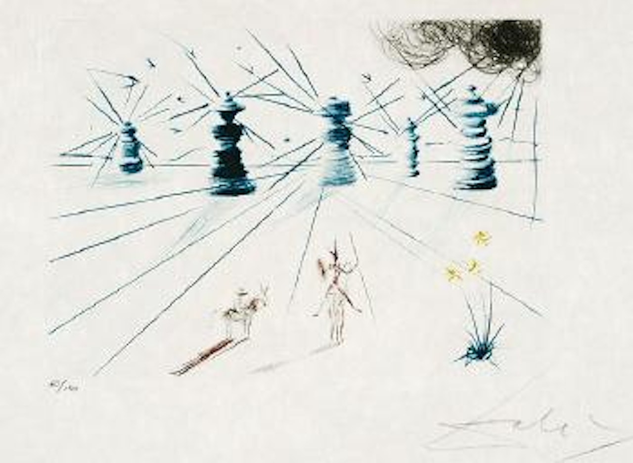 Don Quijote und die Windmühlen by Salvador Dali