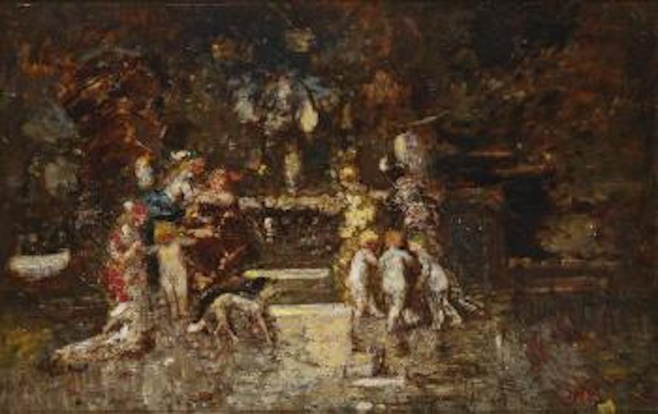 La terrasse by Adolphe Monticelli