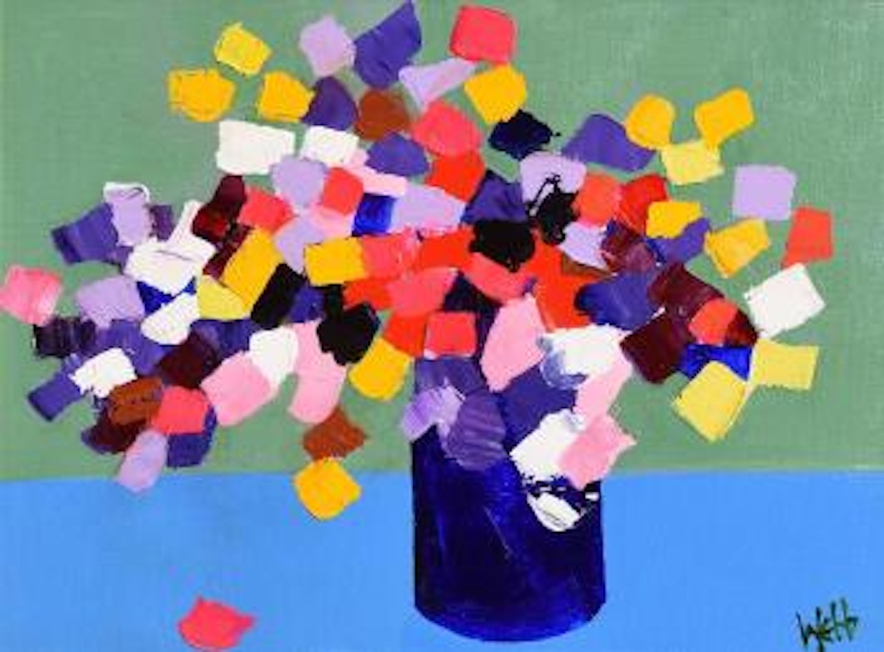 Sweet Pea in a Blue Pot by Kenneth Webb