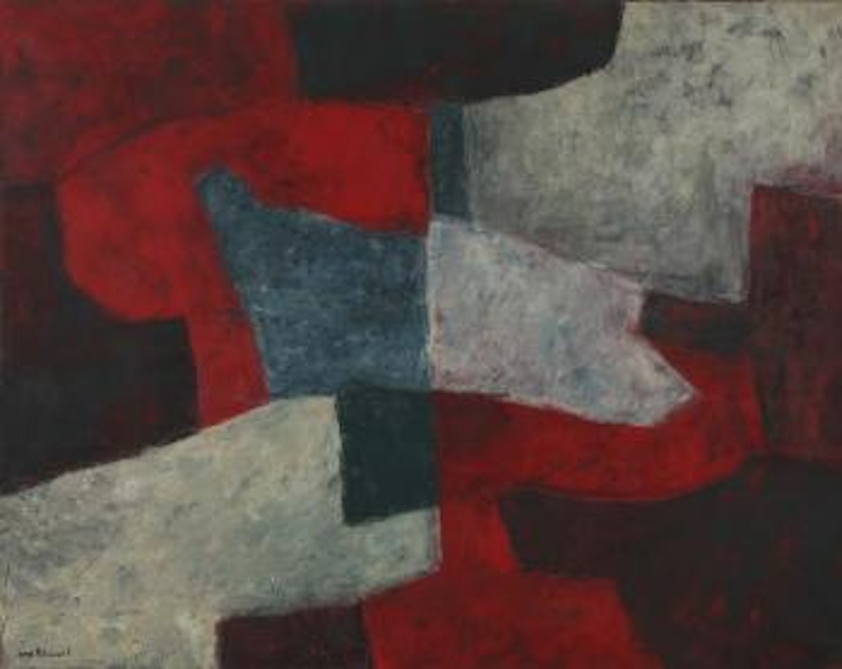Composition bleu, gris et rouge by Serge Poliakoff