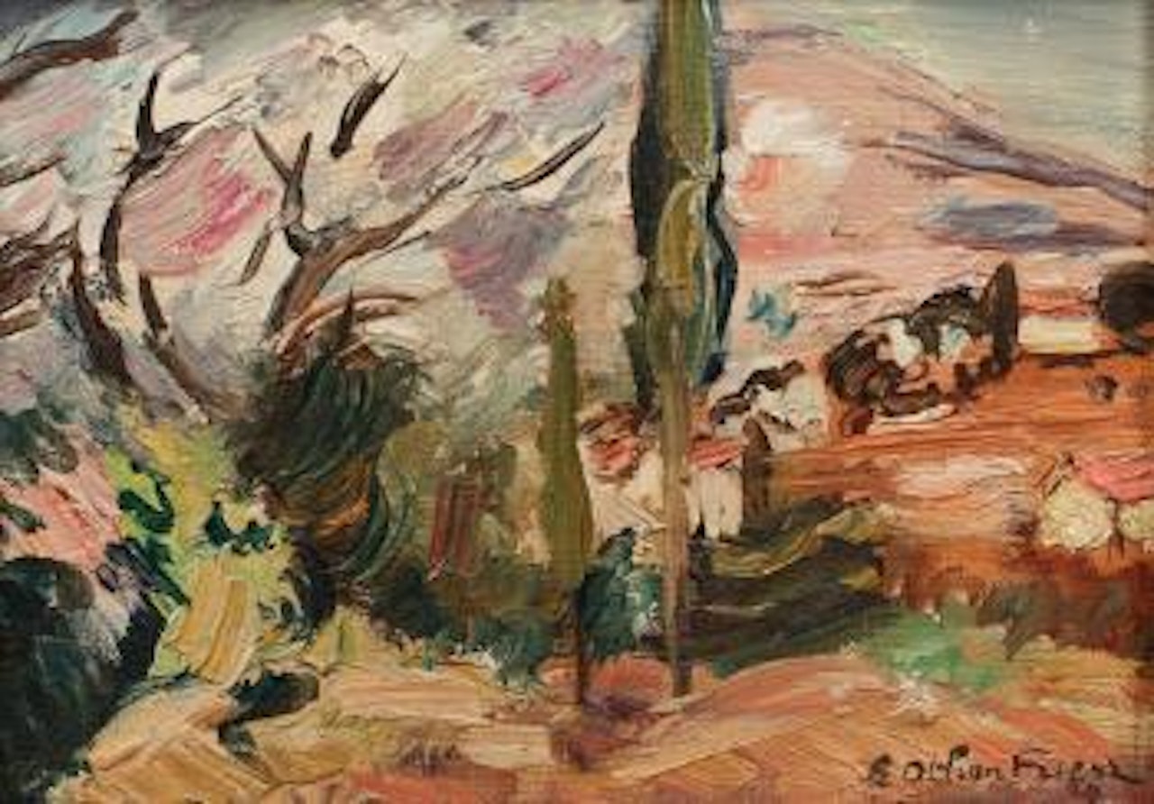 Paysage aux cyprès (Cap-Brun) by Othon Friesz