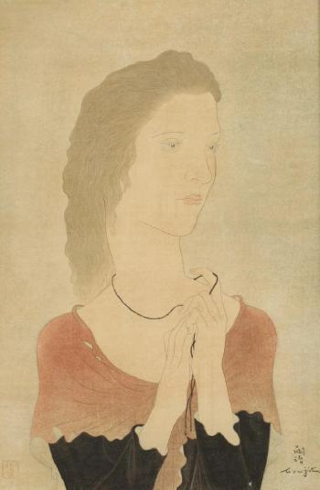 Portrait de jeune femme brun by Leonard Tsuguharu Foujita