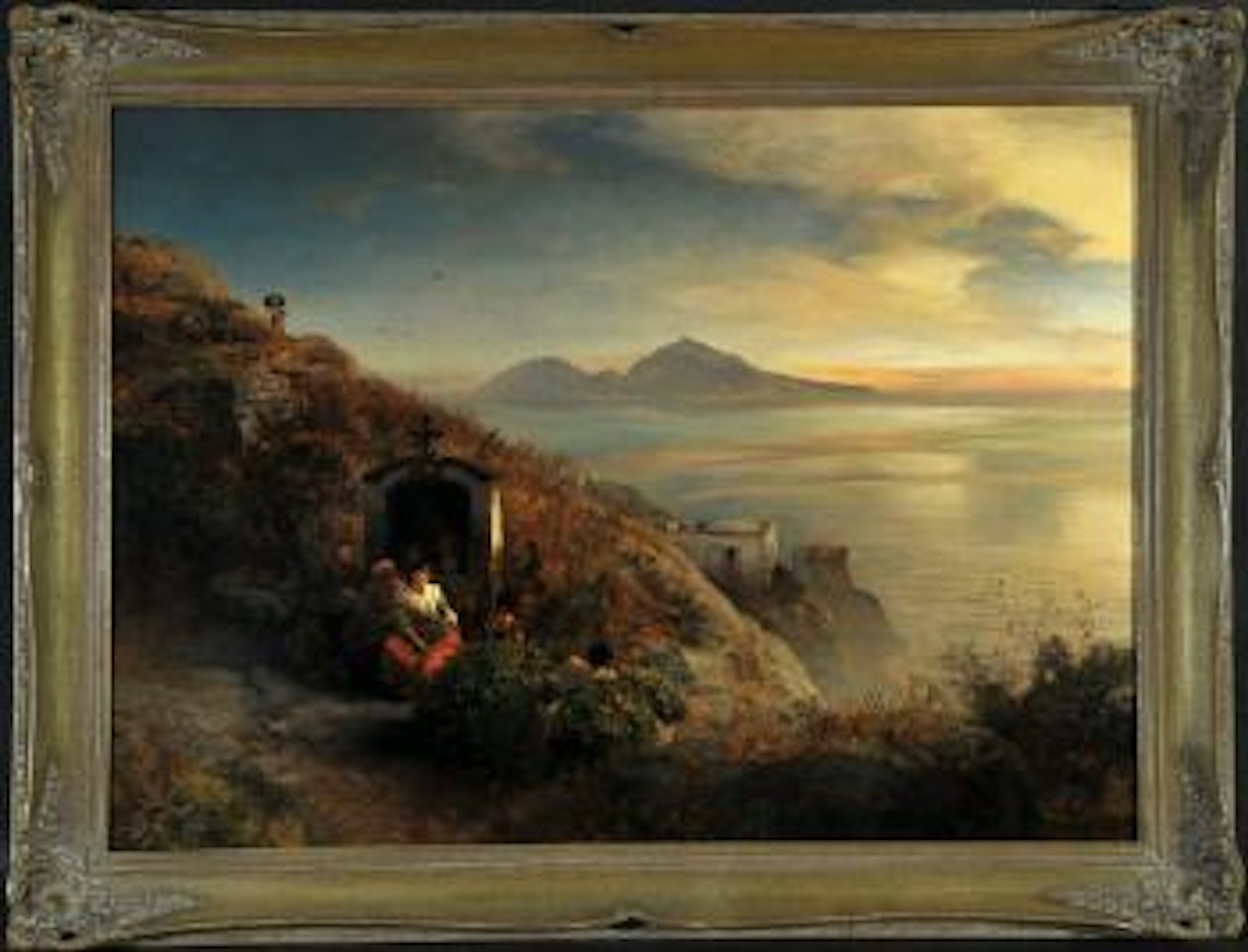 Küstenpartie am Golf von Neapel mit Blick auf Capri by Oswald Achenbach