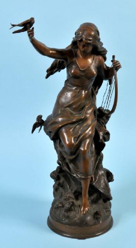 Mädchen mit Lyra und Schwalbe by Mathurin Moreau