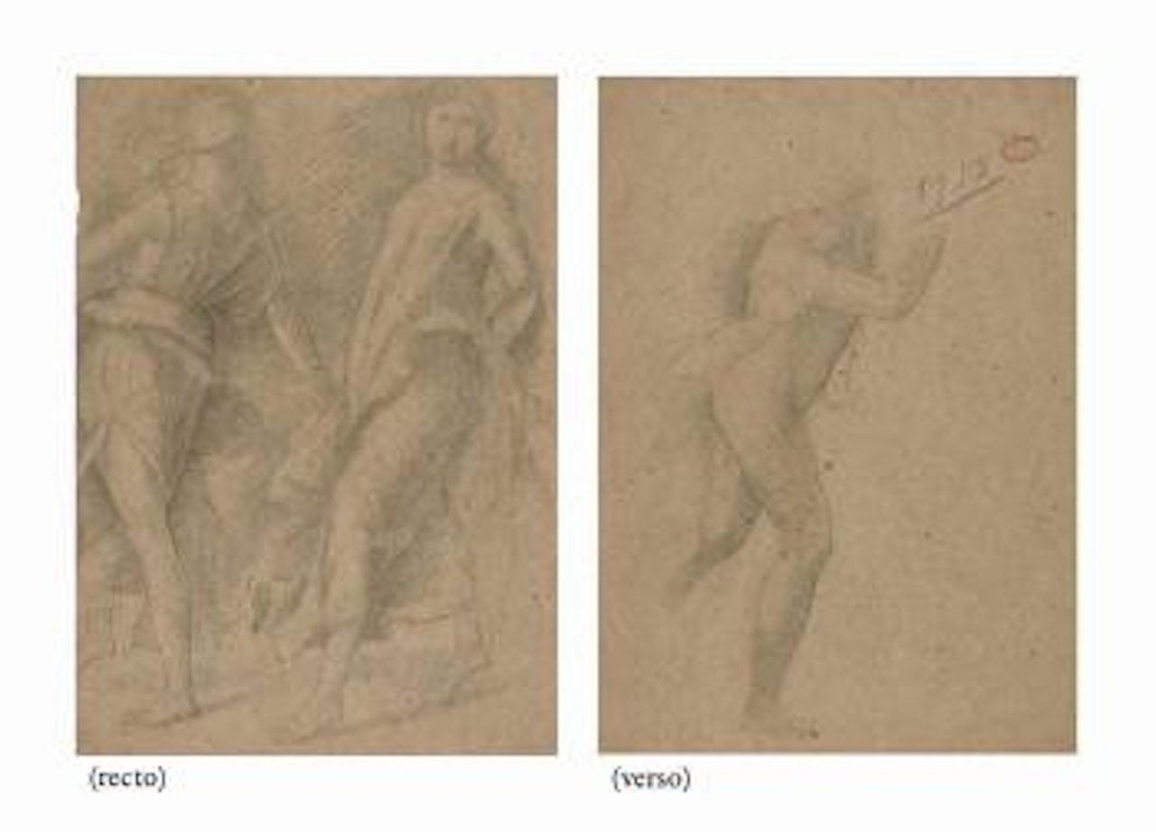 Étude d'après Andrea Mantegna, "Le Parnasse" (recto); Étude d'après une gravure de Marcantonio Raimondi d'après Raphaël, "Le massacre des innocents" (verso) by Edgar Degas