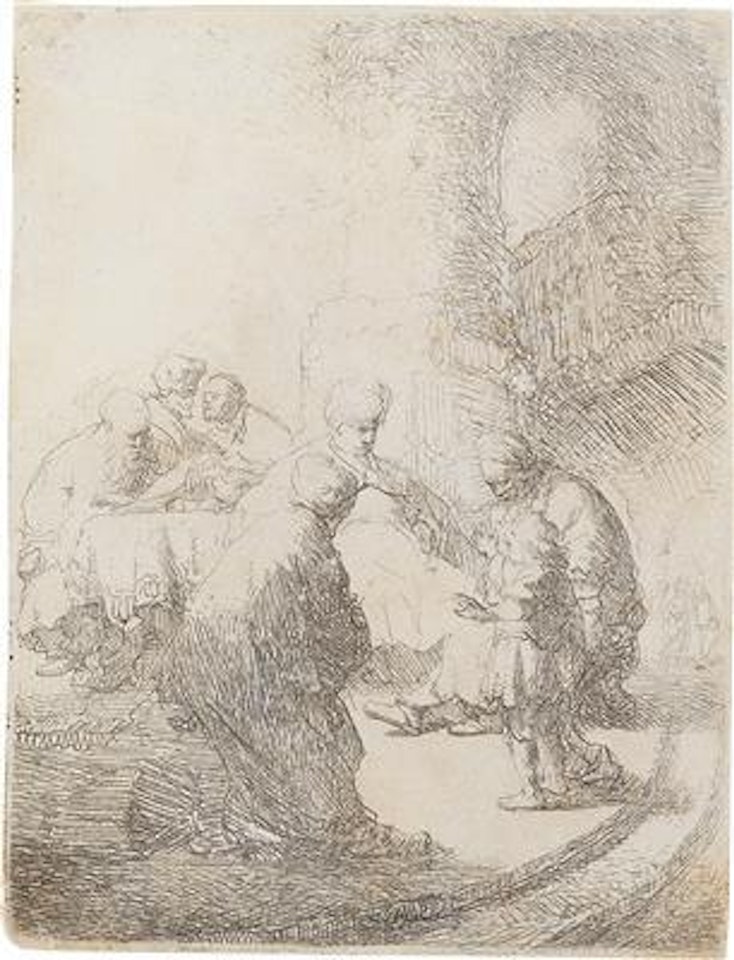 Christ Disputing with the Doctors (small plate) by Attributed to Rembrandt Harmensz van Rijn