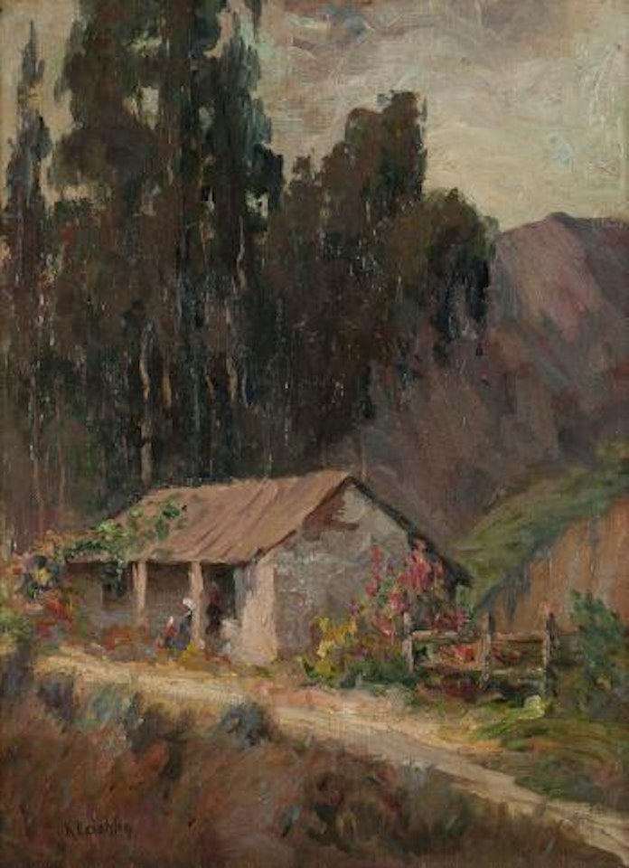 Elegant women in a wooded landscape by Adolphe Monticelli