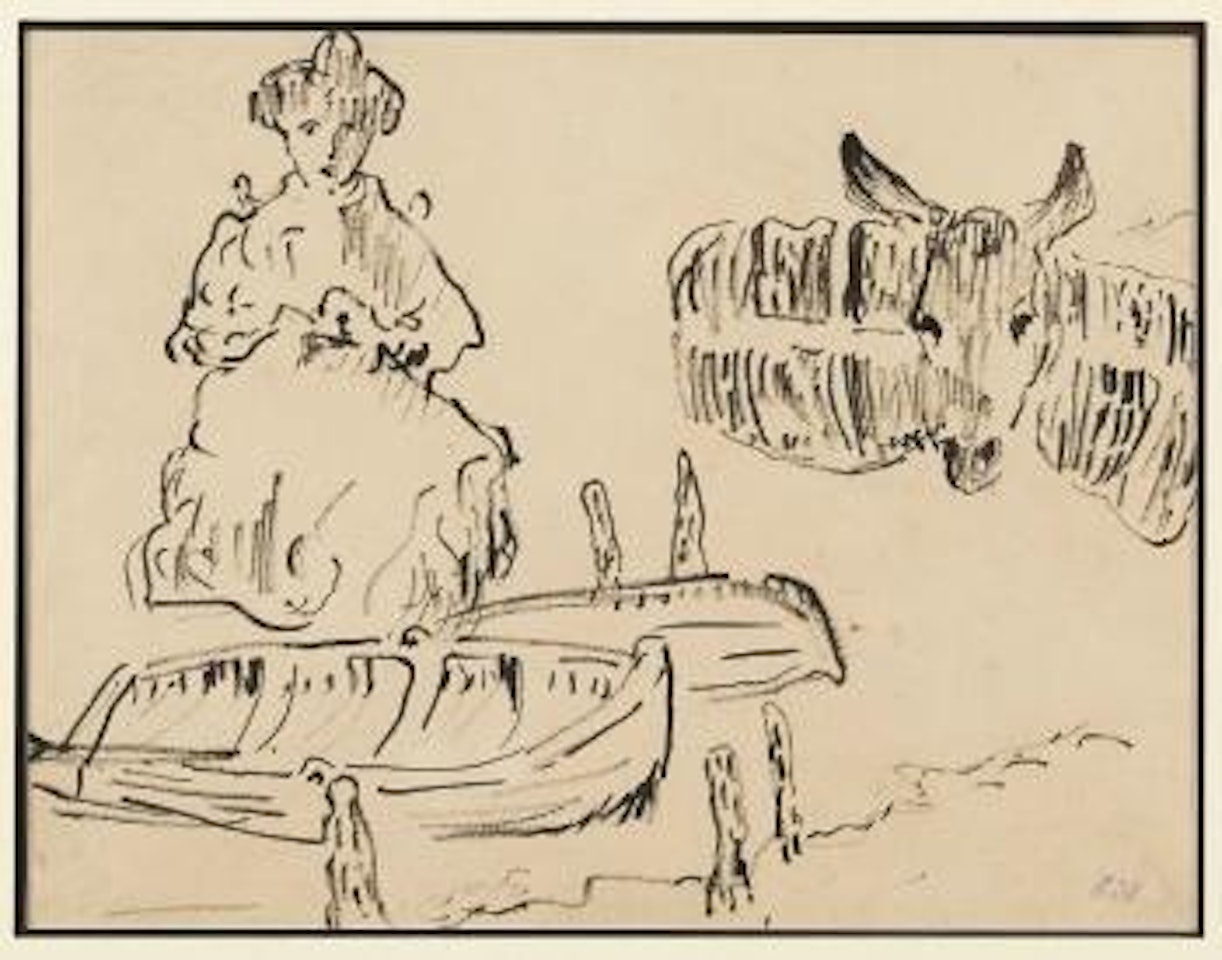 Couturière, barque et petit âne by Louis Valtat