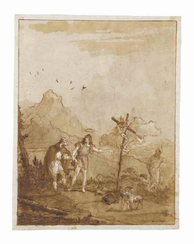 Saint André incité par saint Jean-Baptiste à suivre le Christ by Giovanni Domenico Tiepolo