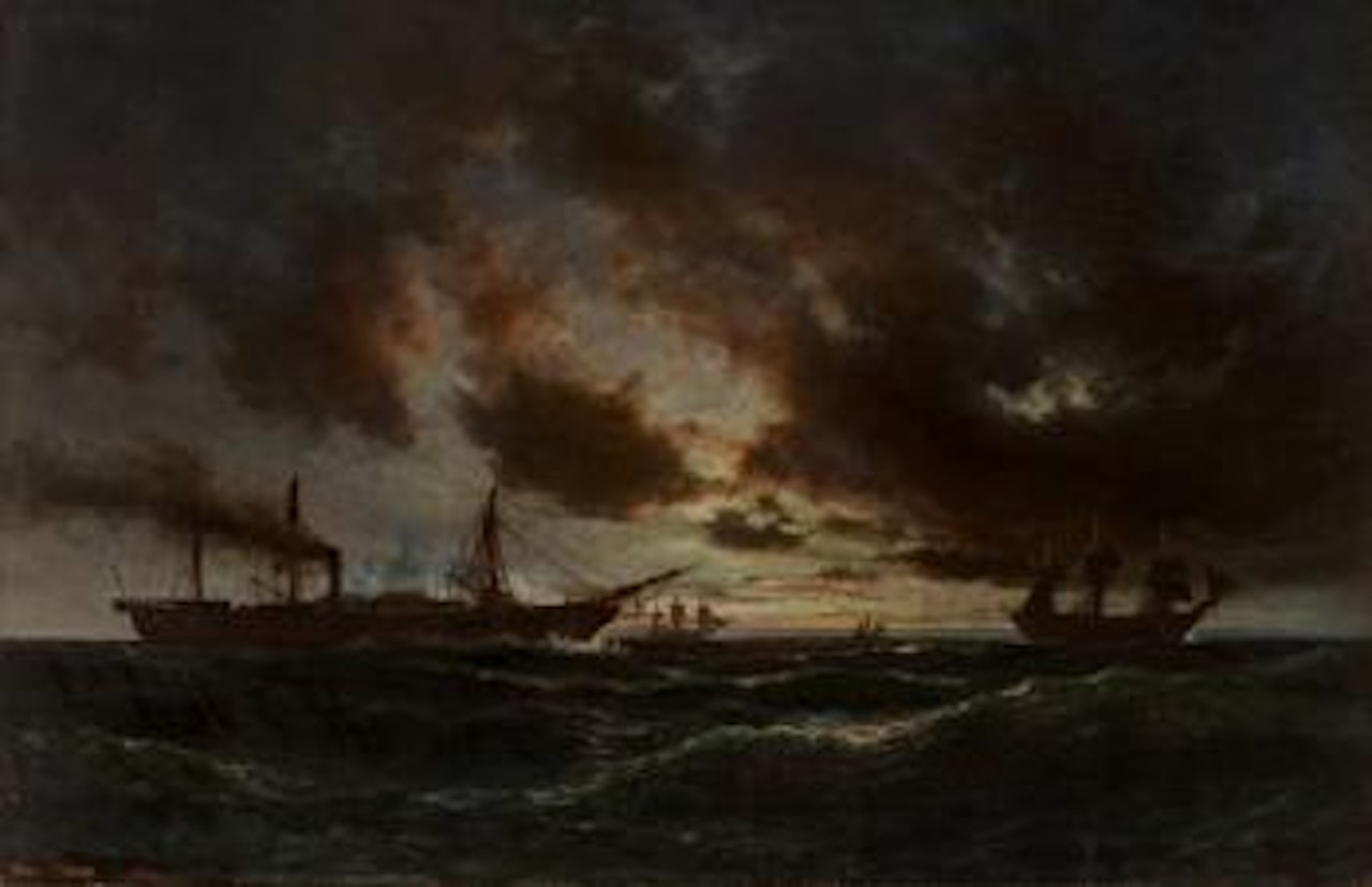 Ships in a Rough Sea by Anton Melbye