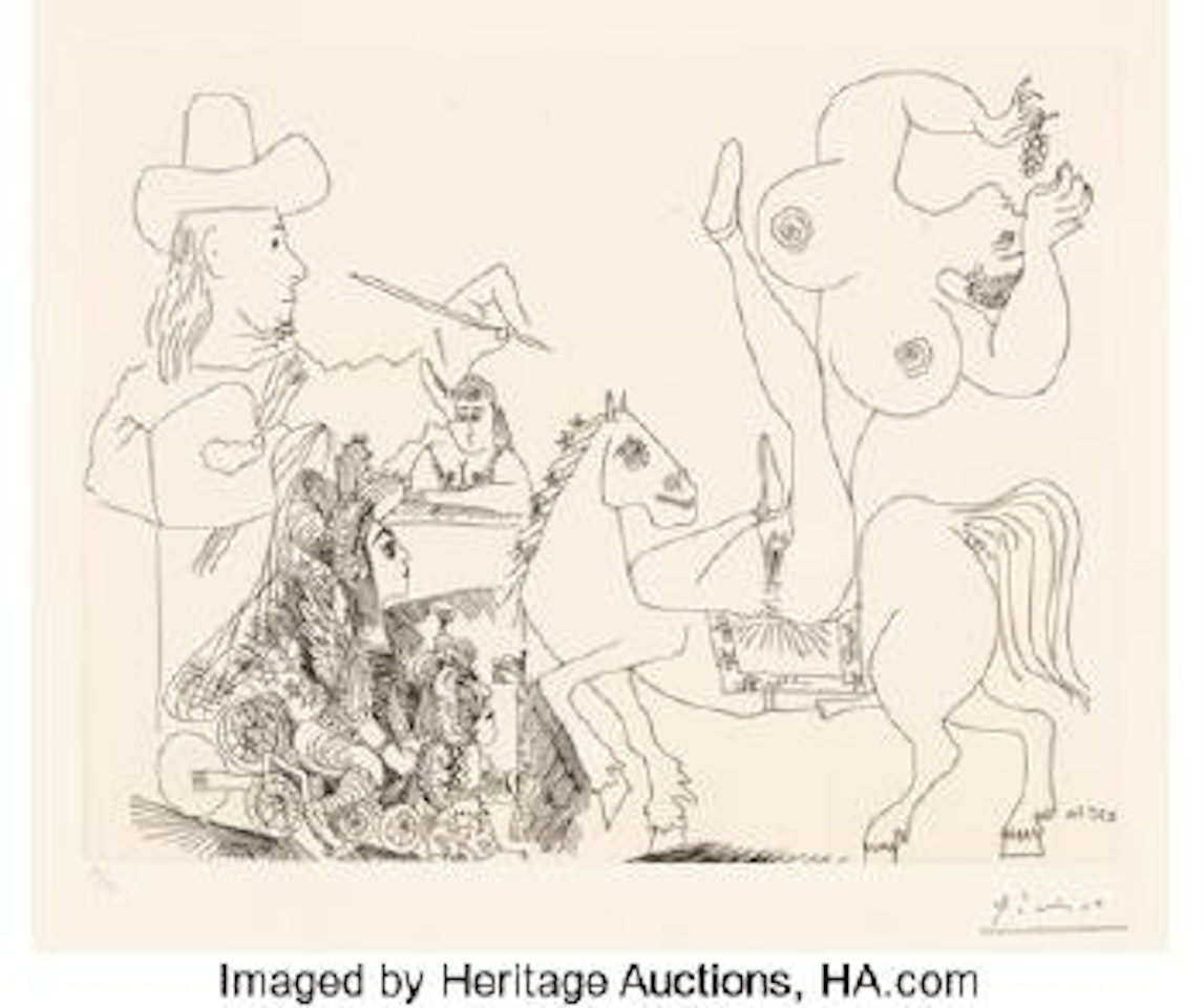 Artist and Nude Equestrienne Eating Grapes, from Séries 156 by Pablo Picasso