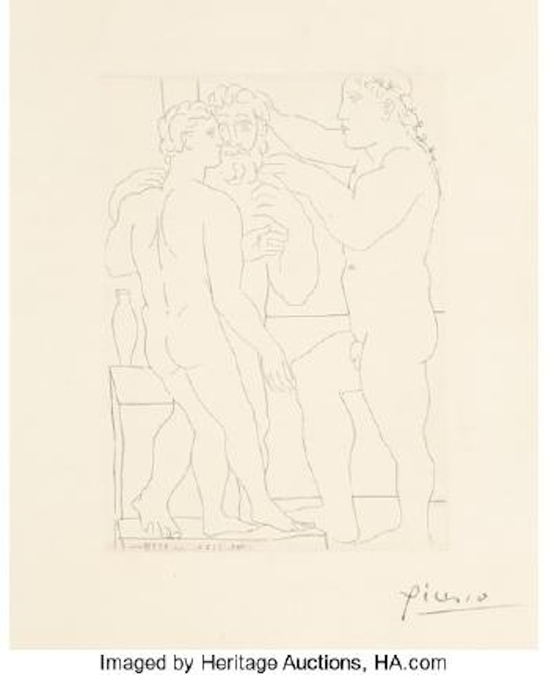 Deux hommes sculptés, pl. 52, from La Suite Vollard by Pablo Picasso