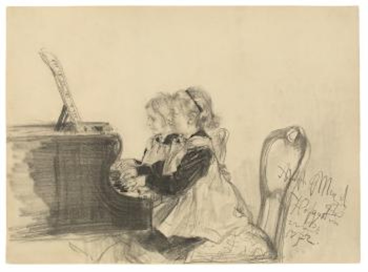 Therese Und Grete Herrmann Beim Klavierspiel by Adolph Menzel