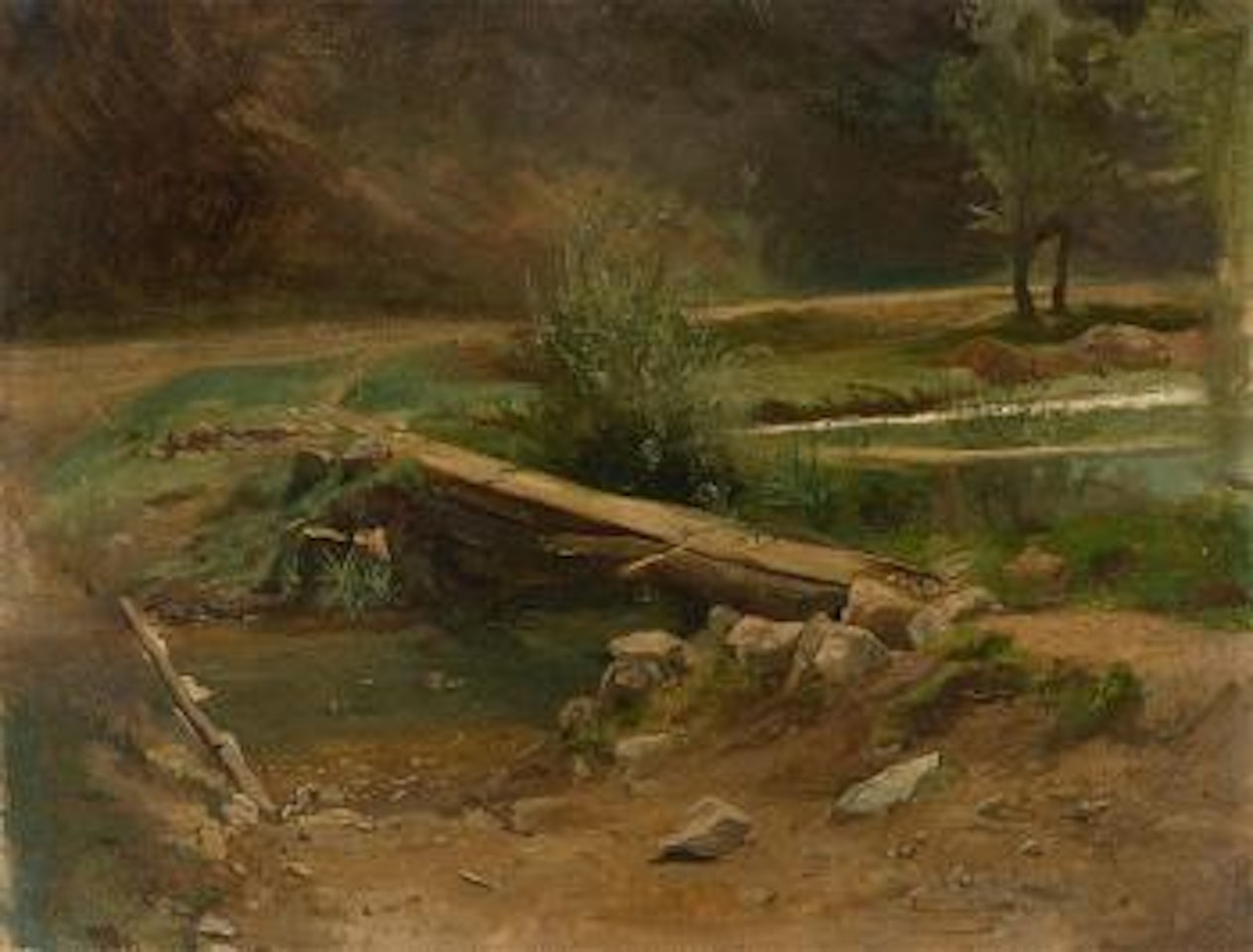 Steg Über Einem Bach by Christian Friedrich Gille