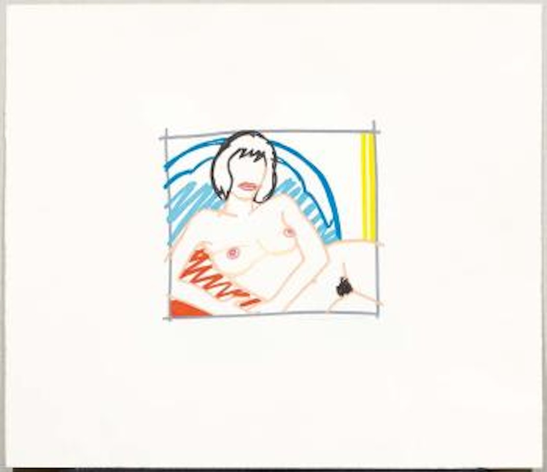 Monica nude with yellow curtain by Tom Wesselmann
