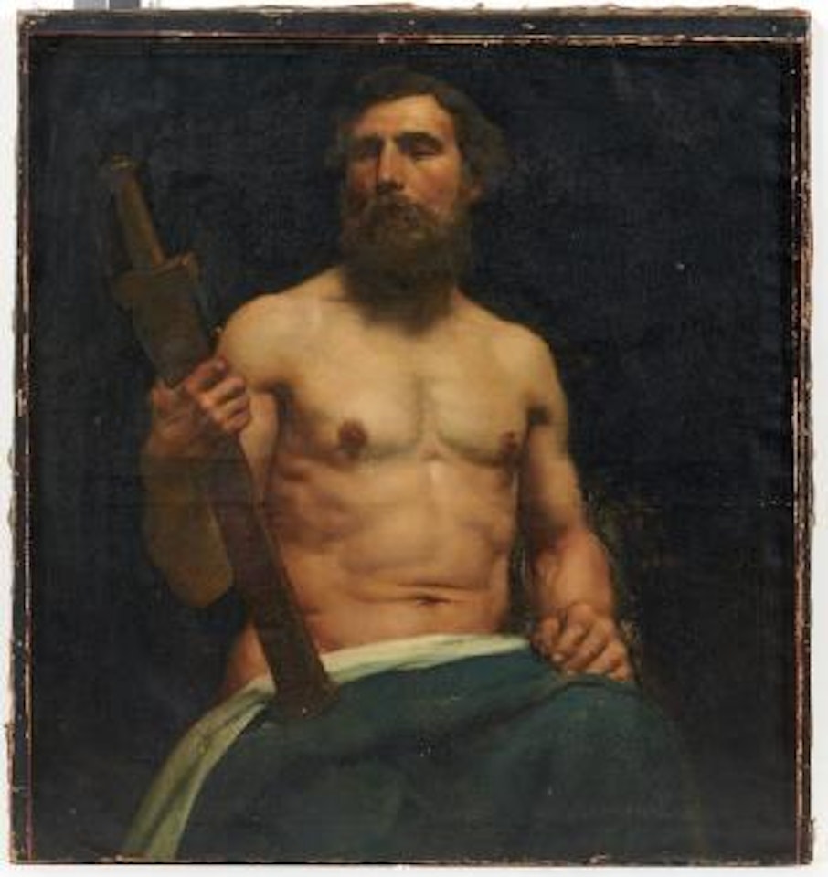 Nu masculin assis portant une dague by Albert Edelfelt