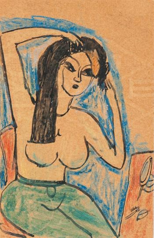 Artist's postcard Woman at her Dresser by Erich Heckel