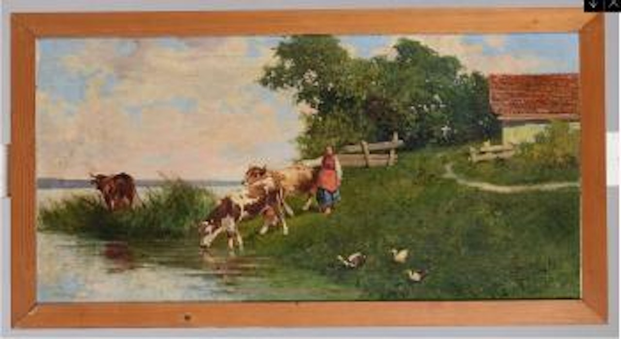 Mucche sulla riva del fiume by Cesare Bentivoglio