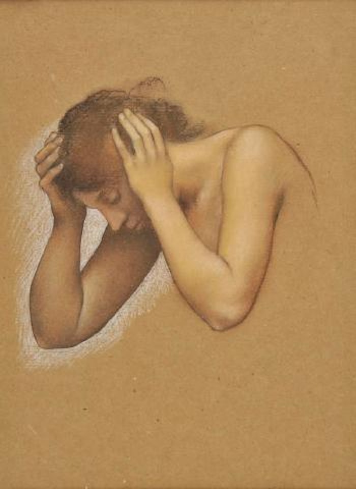 Preparatory study of a male head, for Saint Christina Giving her Father's Jewels to the Poor, Florence by Evelyn De Morgan