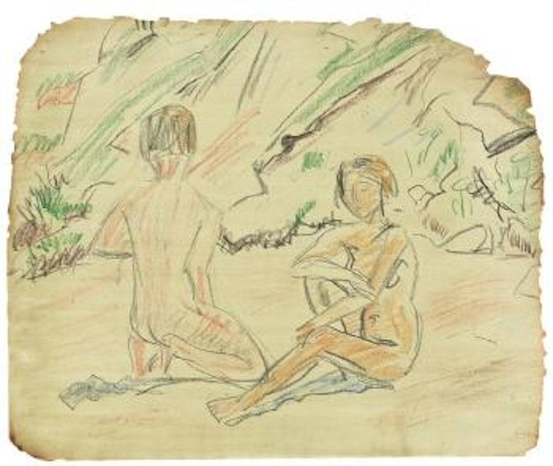 Zwei Frauen am Strand by Erich Heckel