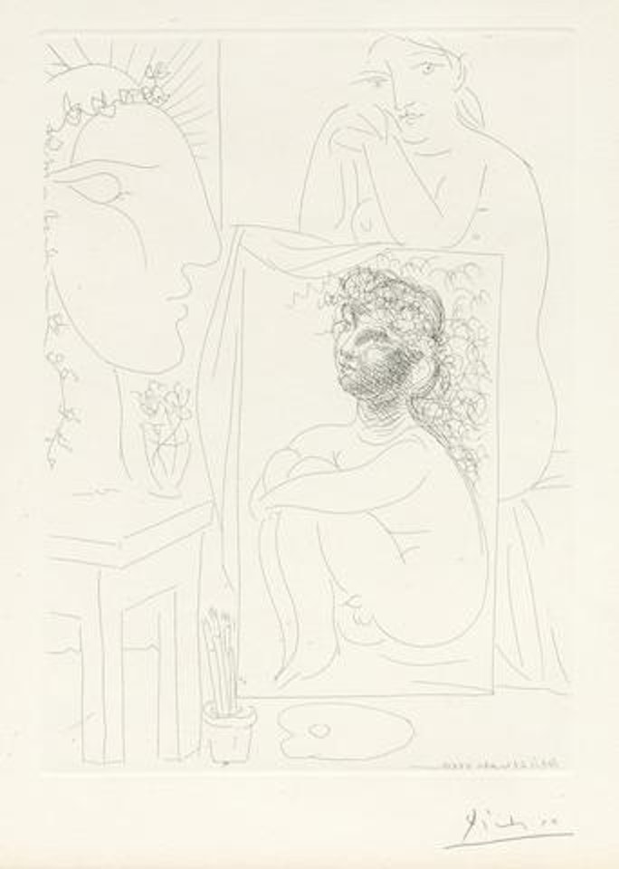 Modèle accoudé sur un Tableau, pl. 43, from La Suite Vollard by Pablo Picasso