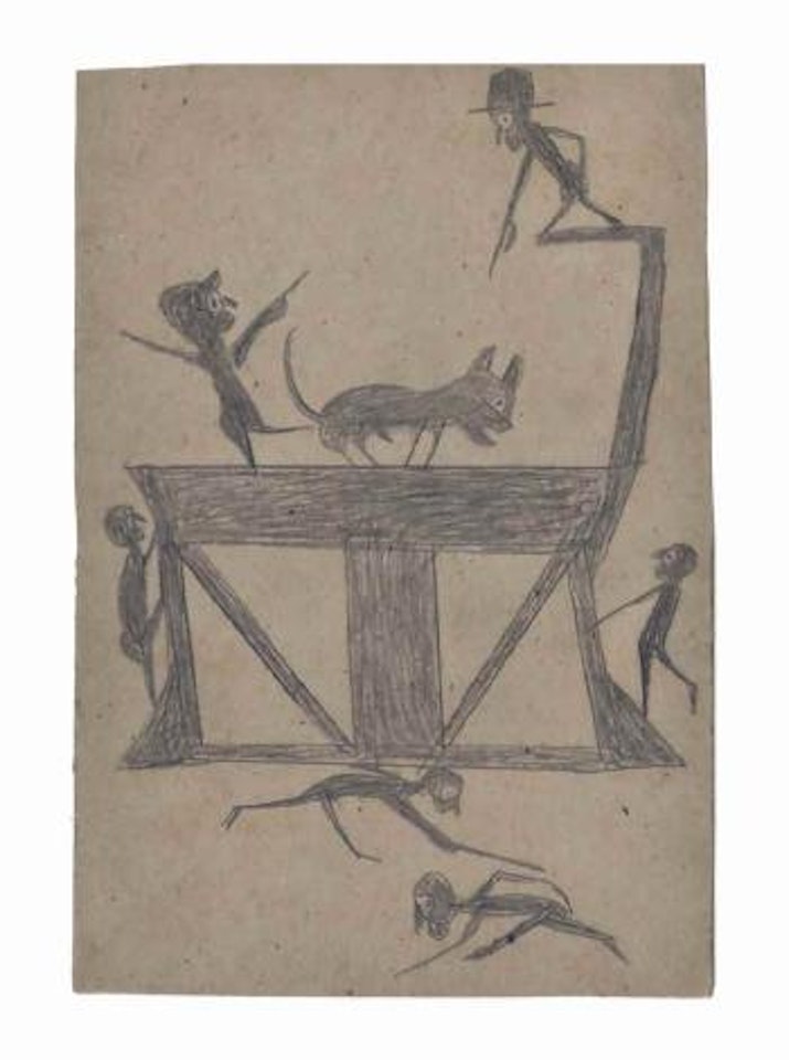 Construction with Six Figures and a Dog, 1939-1942 by Bill Traylor