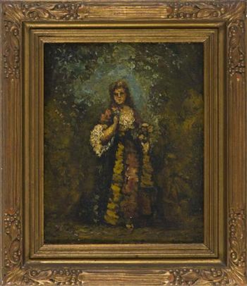 Study of a girl in a landscape by Adolphe Monticelli