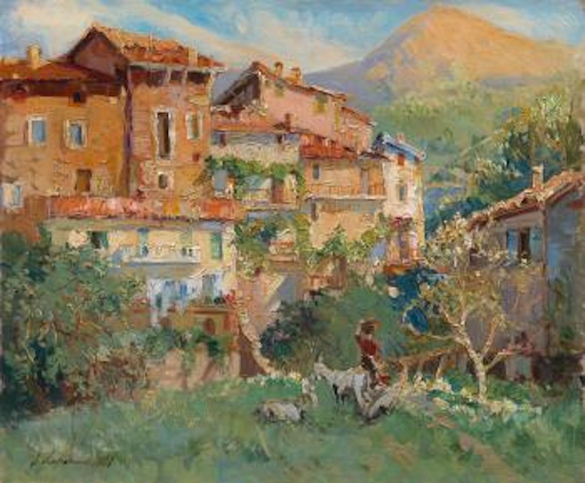 Sunny Day in a Mediterranean Town by Georgij Aleksandrovic Lapschin