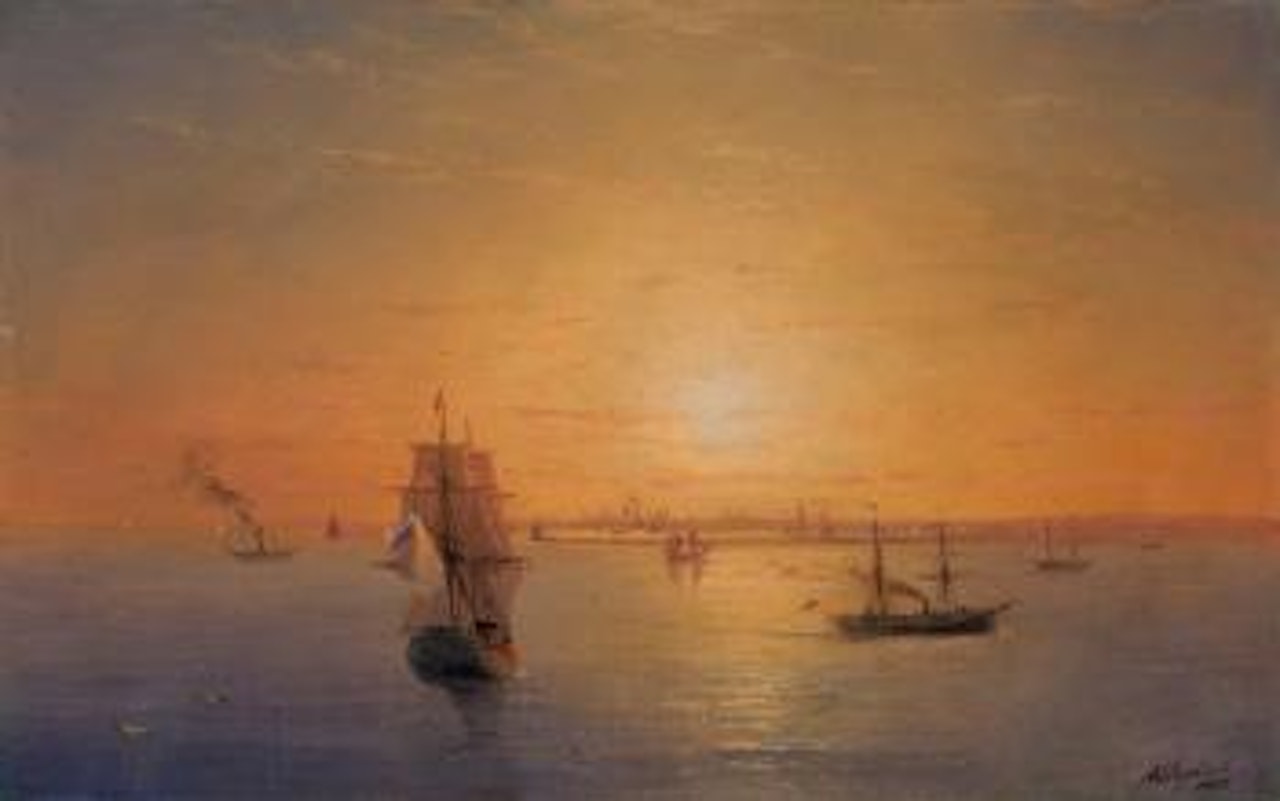 Russian Fleet at Sunset by Ivan Konstantinovich Aivazovsky