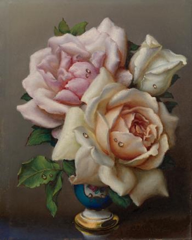 White and Pink Roses by Irene Klestova