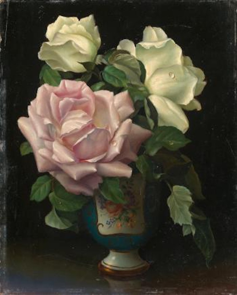 Roses in a Blue Vase by Irene Klestova