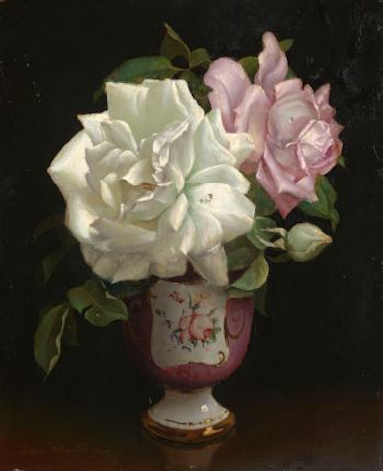 Roses in a Pink Vase by Irene Klestova