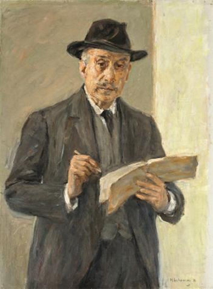 Selbstbildnis Im Anzug Mit Skizzenblock by Max Liebermann
