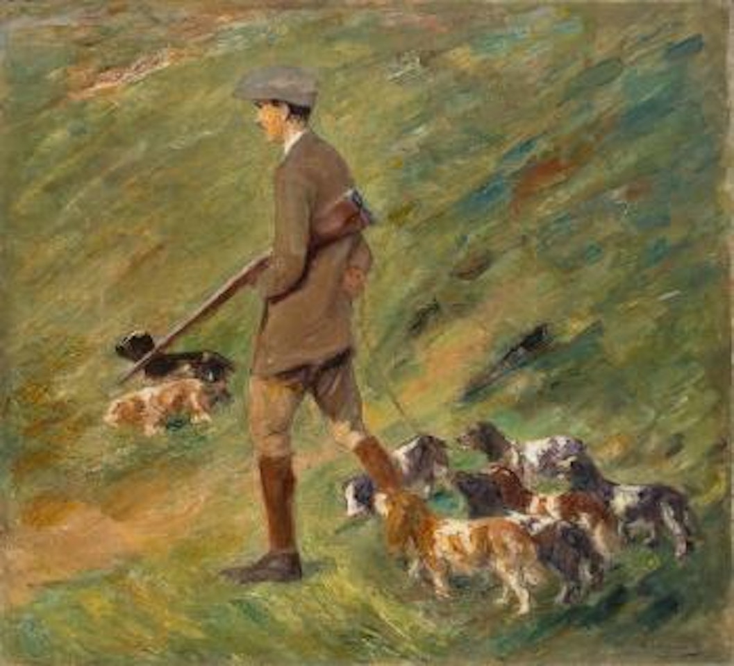Jäger in Den Dünen - Trainer mit Hunden by Max Liebermann