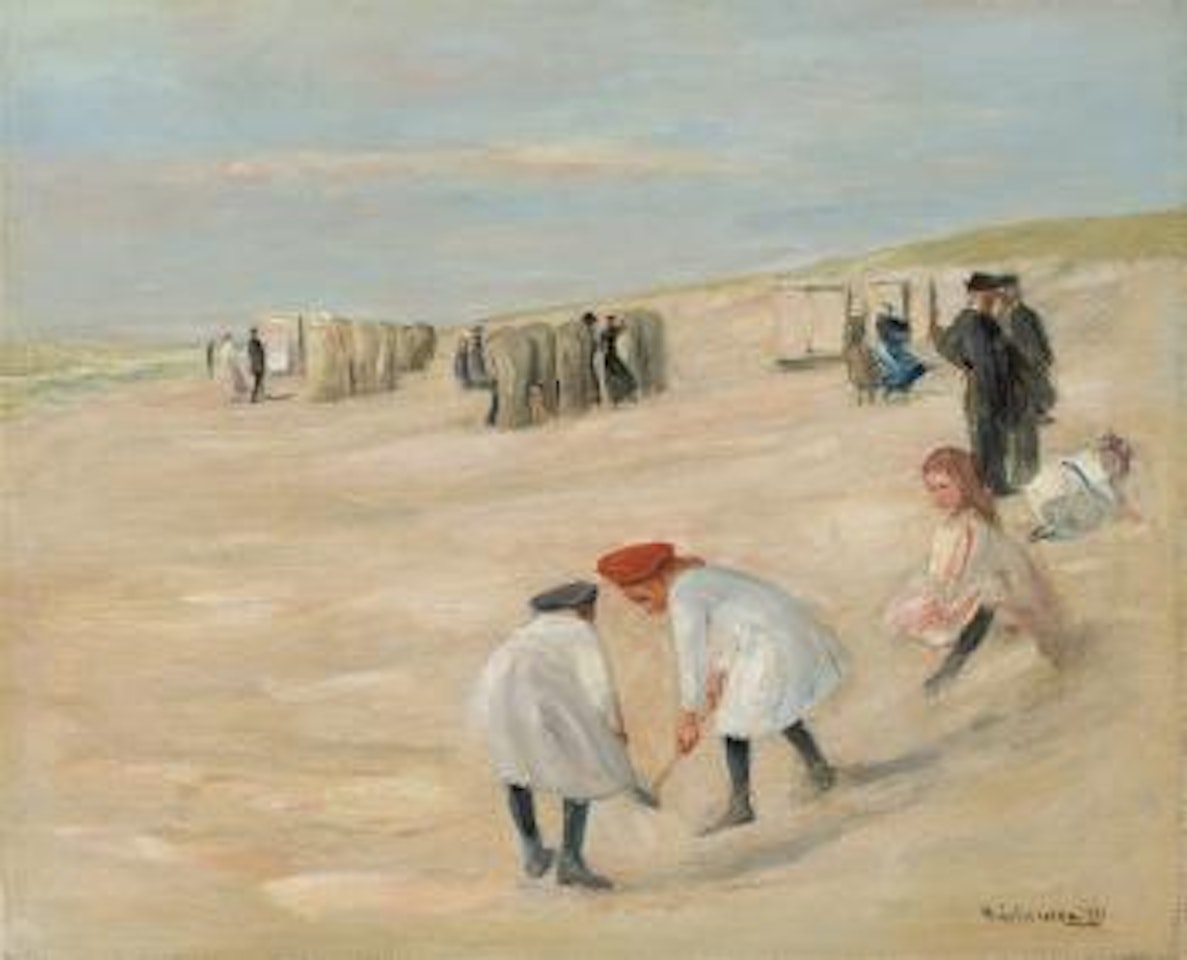 Strandbild Mit Spielenden Kindern by Max Liebermann