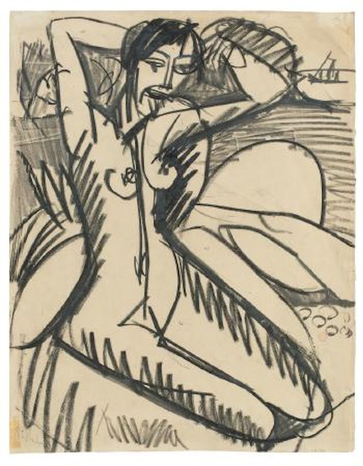 Am Strand Sitzender Akt by Ernst Ludwig Kirchner