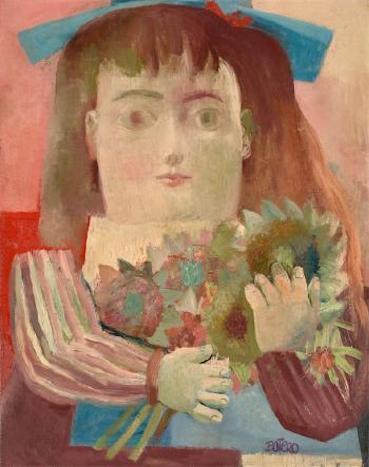 Niña Con Flores by Fernando Botero