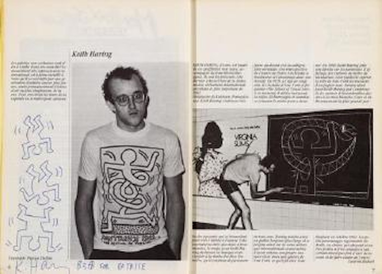 Trois personnages dansant la tête en bas by Keith Haring