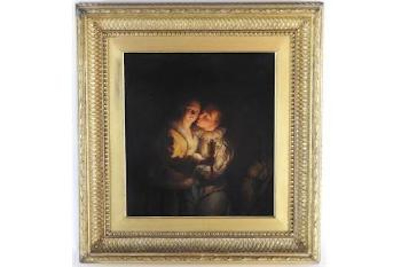 Candelit embrace by Petrus van Schendel