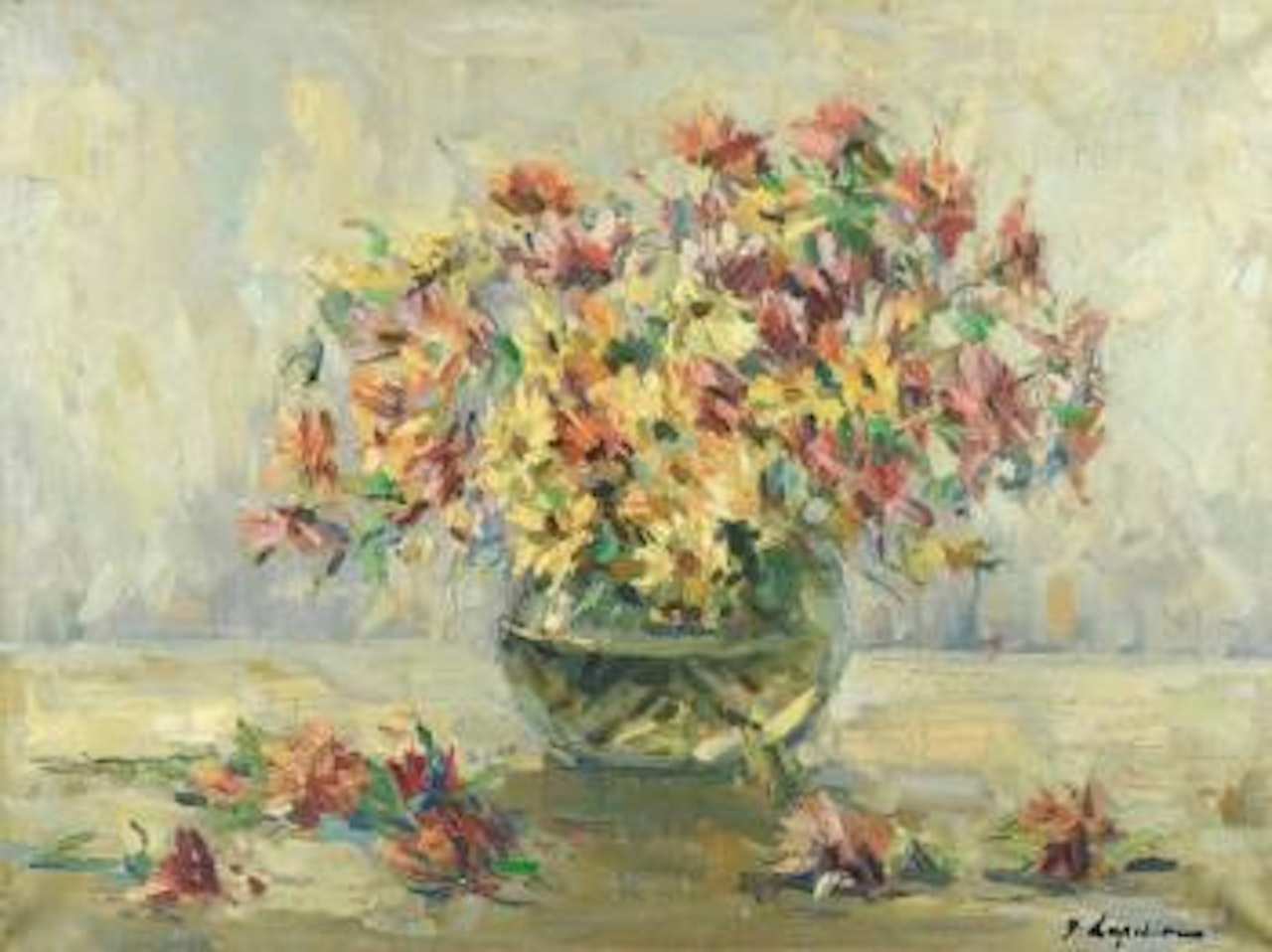 Nature morte aux chrysanthèmes by Georgij Aleksandrovic Lapschin